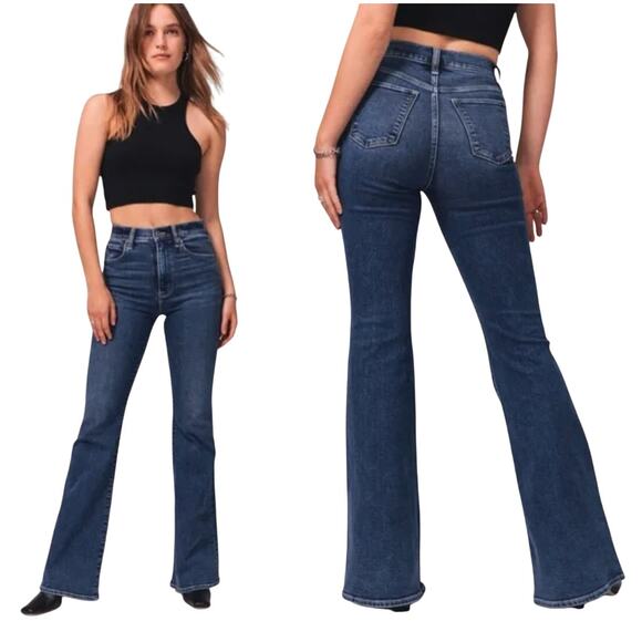 Abercrombie & Fitch Denim - Abercrombie & Fitch Ultra High Rise Jeans Flare Leg Distressed Denim Womens 29 8